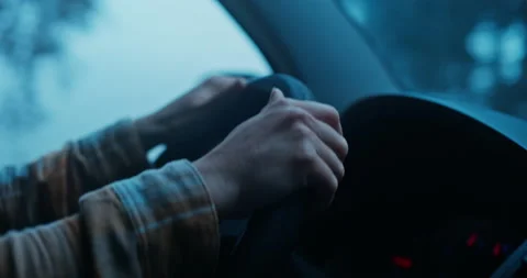 Female driver hands on steering wheel of vehicle Stock Footage 150201554