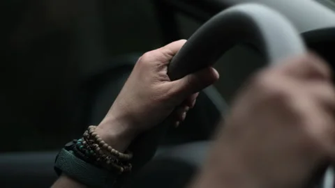 Female Driver Hands On Wheel Stock Footage 341589651