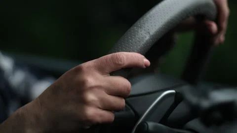 Female Driver Hands On Wheel Stock Footage 341590016