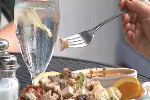 Female eats a salad Stock Footage 920842