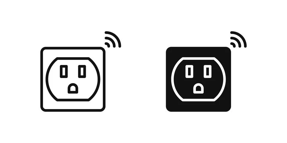 Female electrical plug icon set representing power connections in smart hom.. Stock Illustration