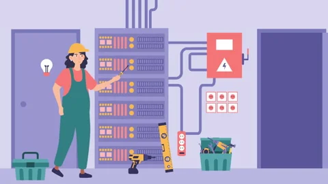 Female Electrical Worker Tests Blocks Stock Footage 283891319