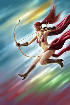 Female Elf Attack Illustration