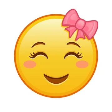 Female embarrassed smiling face Large size of yellow emoji smile Stock-Illustration