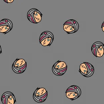 Female emo avatar vector seamless pattern Illustrazione stock