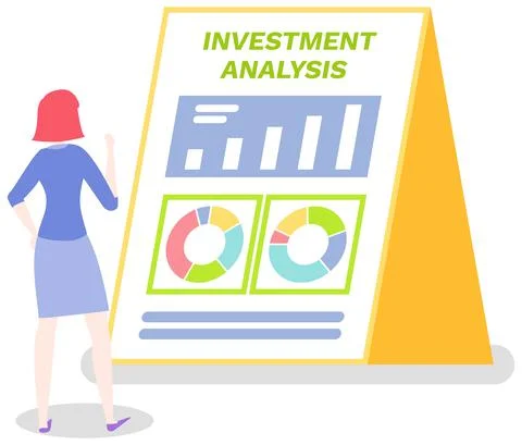 Female employees work with data analysis. Women analysing diagrams, statistical Stock Illustration