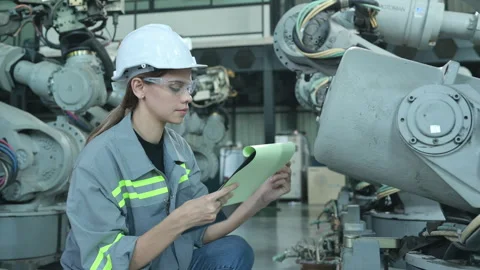 A female engineer checking documented items Video stock 241102266