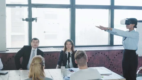 A female engineer controls the drone with hand gestures and virtual reality Stock Footage 108185540