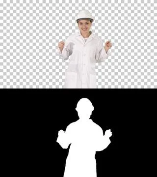 Female engineer dancing, Alpha Channel Stock Photos