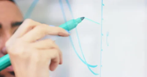 Female engineer drawing graph on glass s... | Stock Video | Pond5