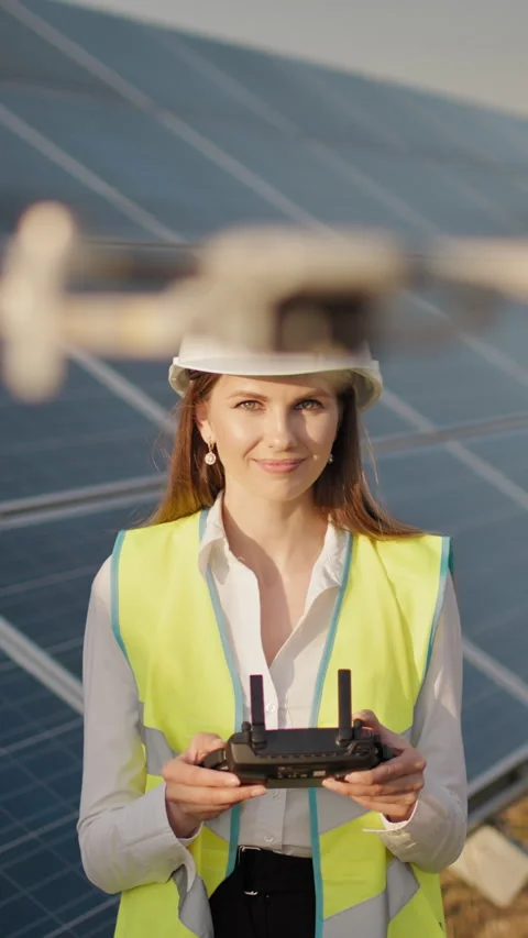 Female Engineer with Drone Vertical Video Stock Footage 317172954
