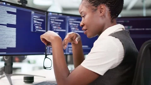 Female Engineer Frustrated With Coding At Her Desk Stock-Footage 312892835
