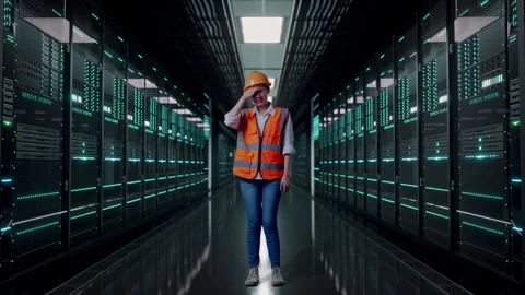 Female Engineer Having A Headache While Working in Data Center Stock Footage 321995056