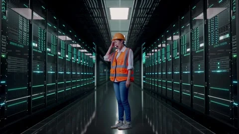 Female Engineer Having A Headache While Working in Data Center Stock Footage 321995314