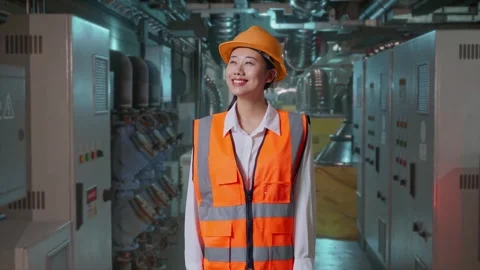 Female Engineer Looking Around In Engine Control Room Stock Footage 292368144
