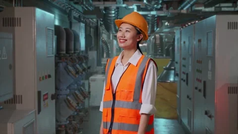 Female Engineer Looking Around In Engine Control Room Stock Footage 292368646