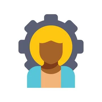 Female engineer managing work process with cogwheel symbol 스톡 일러스트