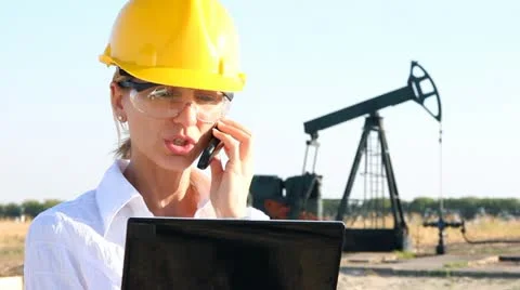 Female Engineer in an Oilfield Stock Footage 12212096