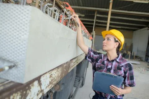 Female engineer pointing at something Stock Photos