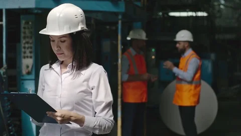 Female Engineer Posing for Camera Stock Footage 71380521