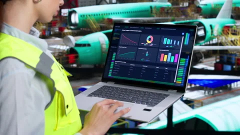 Female Engineer Scada Software On Laptop Computer Stock Footage 335880816
