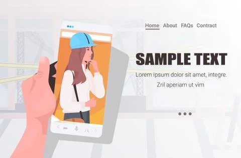 Female engineer on smartphone screen discussing during video call self isolation Stock Illustration