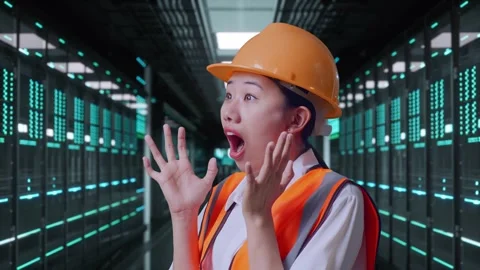 Female Engineer Smiling And Saying Wow in Data Center Video stock 321994604