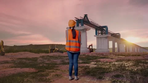 Female Engineer Talking On Smartphone at Construction Site Stock Footage 330333999