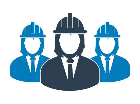 Female Engineer Team Icon. Flat style vector EPS. Stock Illustration