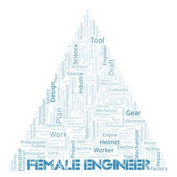 Female Engineer typography word cloud create with the text only Stock Illustration