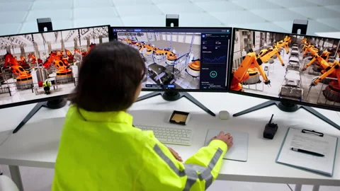 Female Engineer Using SCADA Software Stock Footage 345862903