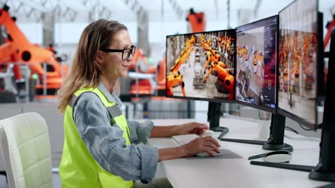 Female Engineer Using SCADA Software Stock Footage 346929849