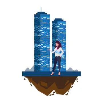 Female engineer worker with building Ilustración de archivo