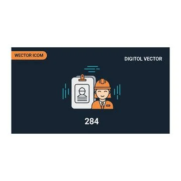Female engineer worker id badge safety and professional icon Stock Illustration