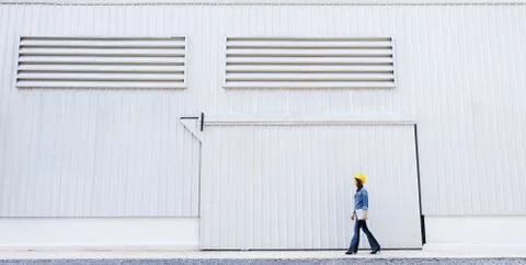 Female engineer working at construction site. Stock Photos