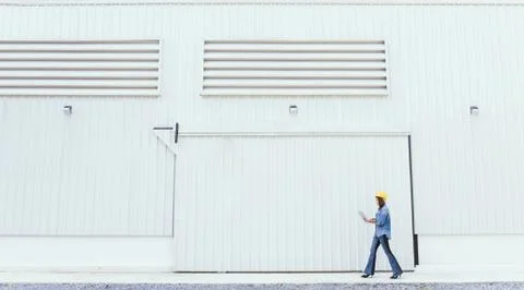 Female engineer working at construction site. Foto stock