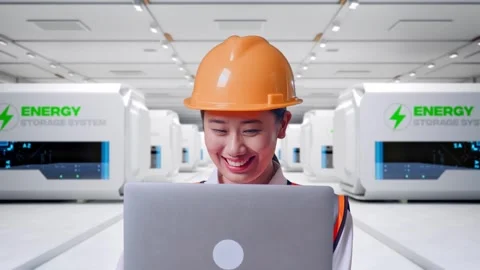 Female Engineer Working On A Laptop at Power Plant Stock Footage 333775089