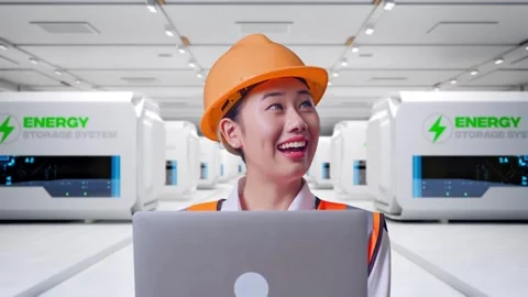 Female Engineer Working On A Laptop at Power Plant Stock Footage 333775094