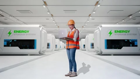 Female Engineer Working On A Laptop at Power Plant Stock Footage 333775783
