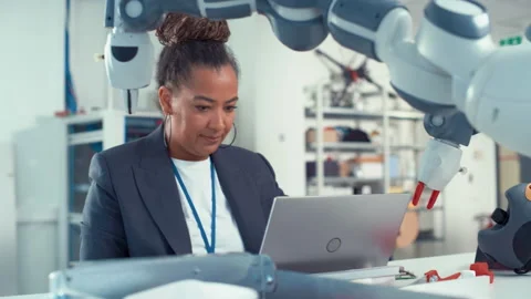 Female Engineer Works On Engineering Project Stock Footage 187575167