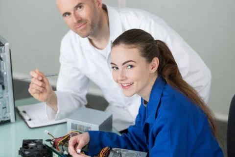 Female engineering student smiling at camera Stock Photos