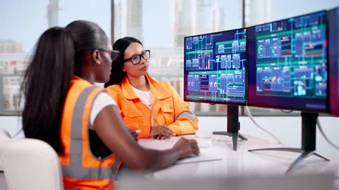 Female Engineers Using Computer Stock Footage 334923987