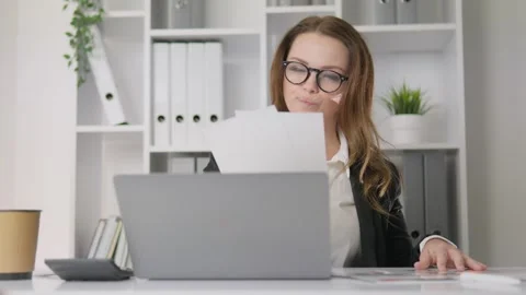 A female entrepreneur solves financial problems and develops her business. A Stock Footage 274301095