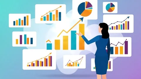 Female Executive Analyzing Multi-Chart Business Dashboard 4K Stock Footage 328785936