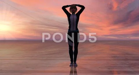 Female Exercise And Stretch Warm Up Pose Stock Illustration