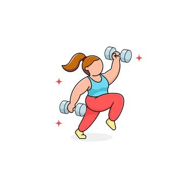Female exercise with dumbbell strength training gym concept Stock Illustration