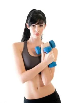 Female exercising with dumbbells Stock Photos