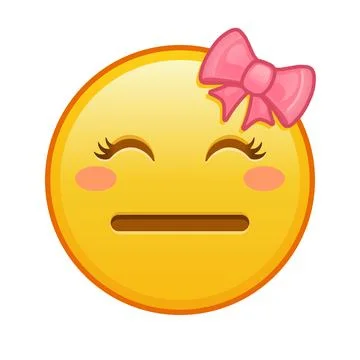 Female expressionless face Large size of yellow emoji smile Stock-Illustration