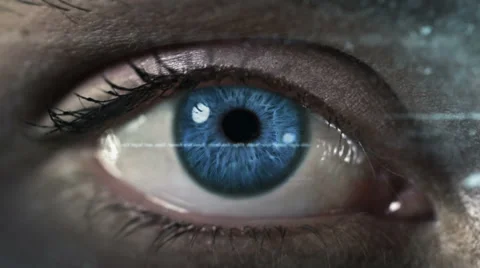 Female eye with program code. Futuristic. Blue. 2 colors in 1 file. Stock Footage 59586099