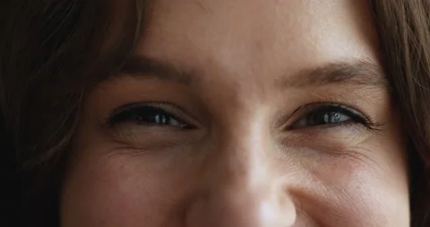 Female eyes staring at camera, closeup upper part of face Stock Footage 220170817